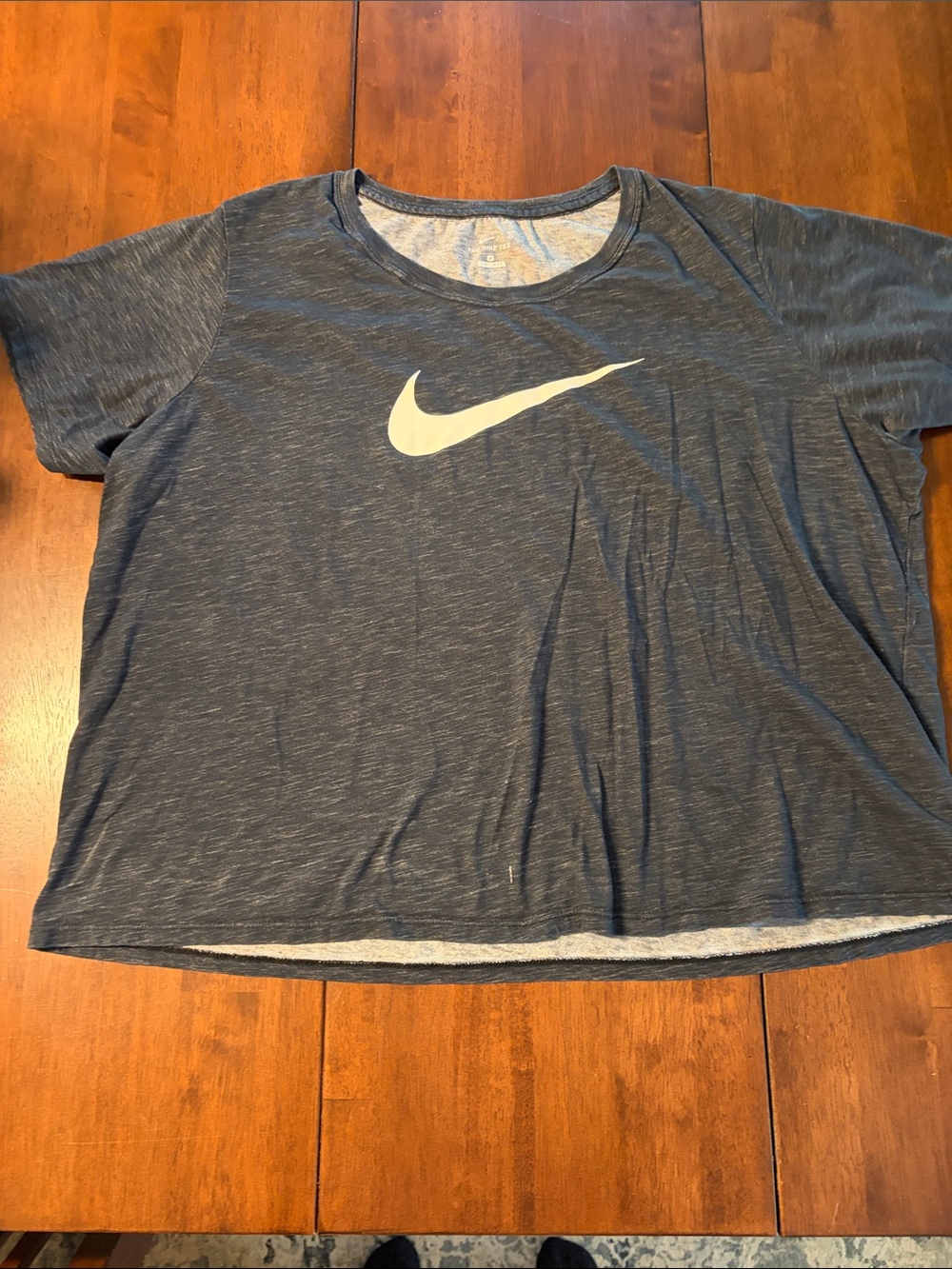 Nike 3X Heather Navy Short Sleeve Tee with White Swoosh